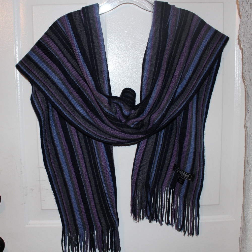 Wool Winter Scarf Black Stripes Henderson